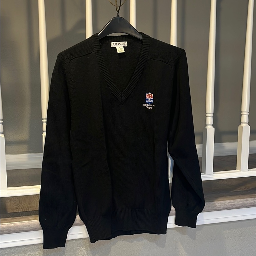 NFL Alumni Atlanta Black V-Neck Knit Sweater